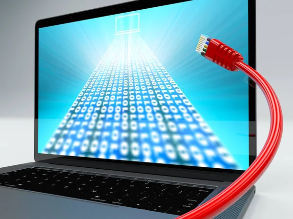 Ethernetový kabel, připojení k Internetu, Šířka pásma, notebook, software, programování — Stock fotografie