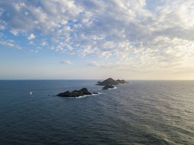 Deniz feneri, Corsica, Fransa ve Bloods Adaları havadan görünümü