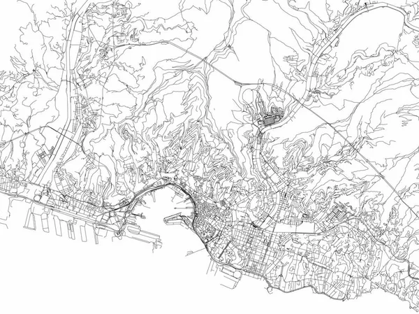 Rues de Gênes, plan de la ville, Ligurie, Italie. Carte de rue — Image vectorielle