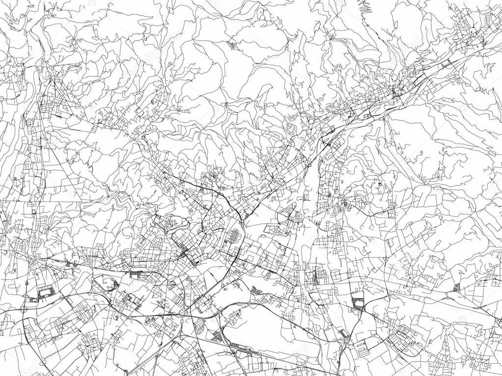 Streets of Bergamo, city map, Lombardy, Italy. Street map