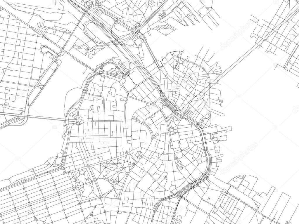 Streets of Boston, city map, Massachusetts, United States. Street map