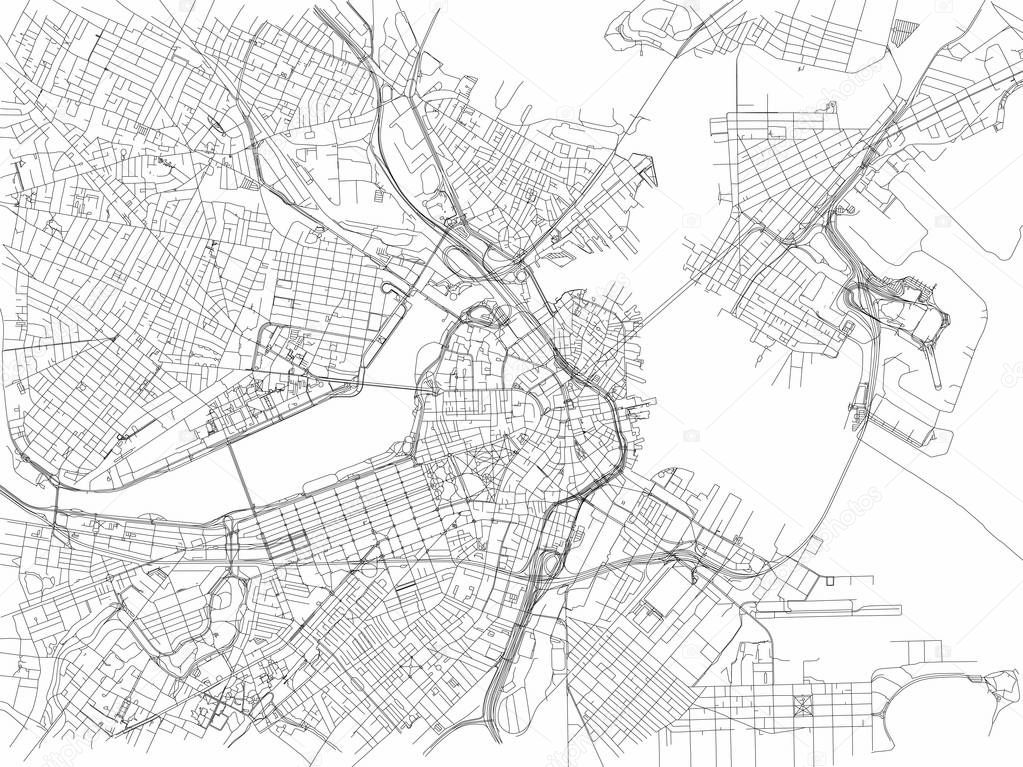 Streets of Boston, city map, Massachusetts, United States. Street map