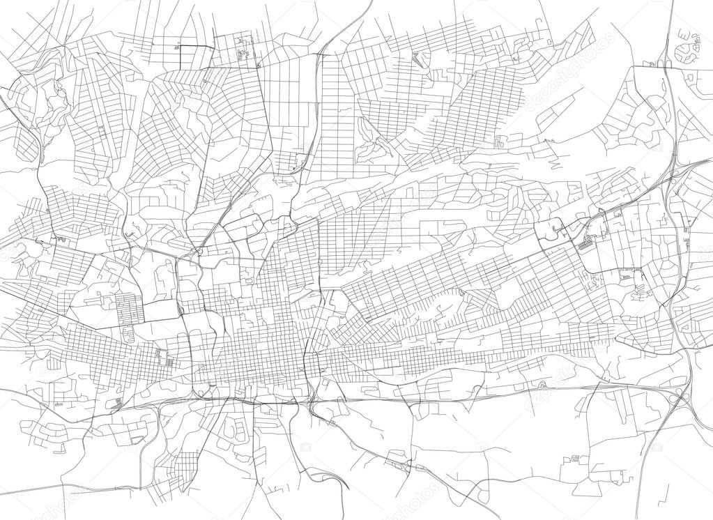 Streets of Johannesburg, city map,  South Africa. Street map