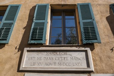 Corsica, 01/09/2017: the exterior of the Maison Bonaparte in Ajaccio, historical monument since 1967, now a house-museum, is the ancestral home of the Bonaparte family and the birthplace of Napoleon  clipart