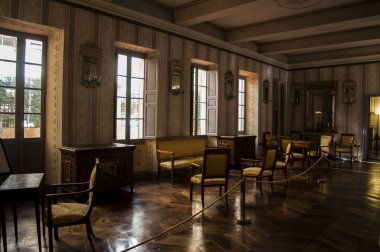Corsica, 01/09/2017: Galerie, misafir, Maison Bonaparte Ajaccio'deki, Bonaparte ailesinin atalarının evi ve Napolyon, 1967 yılından bu yana tarihi anıt doğduğu için güzel bir oda görünümünü