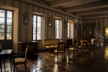 Corsica, 01/09/2017: view of the Galerie, a great room for the guests, in the Maison Bonaparte in Ajaccio, ancestral home of the Bonaparte family and the birthplace of Napoleon, historical monument since 1967 clipart