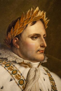 Corsica, 01/09/2017: detail of the portrait of Napoleon by the French painter Anne-Louis Girodet de Roussy-Trioson in the Maison Bonaparte, the ancestral home of the Bonaparte family in Ajaccio clipart