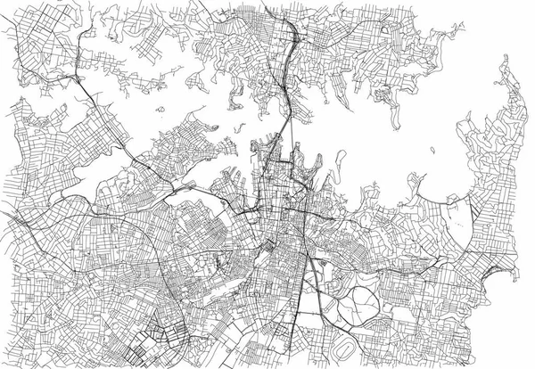 Ruas Sydney Mapa Cidade Austrália Mapa Ruas — Vetor de Stock