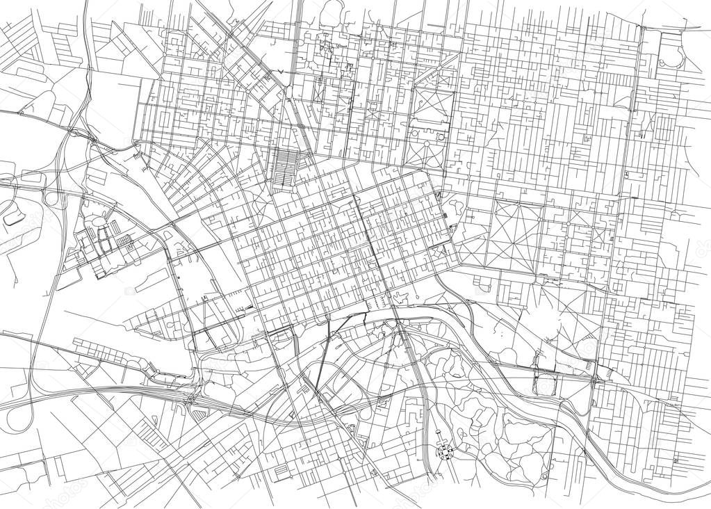 Streets of Melbourne, city map, Australia. Street map