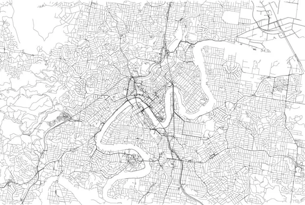 Streets Brisbane City Map Australia Street Map — Stock Vector