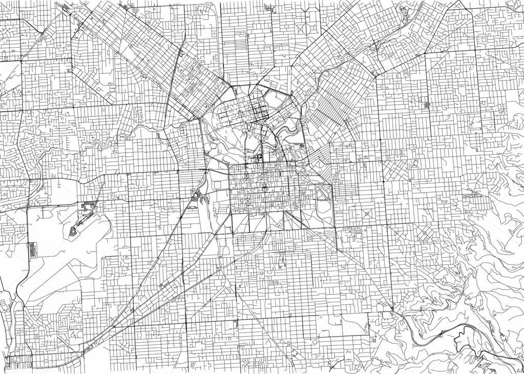 Streets of Adelaide, city map, Australia. Street map