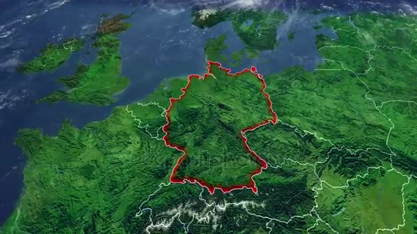 Alemania Mapa Fronteras Mapa Físico Europa Central Mapa Con Relieves — Vídeos de Stock