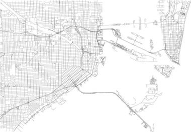 Miami, city harita, Florida, Amerika Birleşik Devletleri sokaklarında. Sokak Haritası