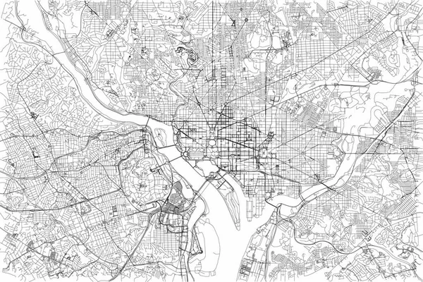 Straten Van Washington Plattegrond Van Stad Verenigde Staten Stratenplan — Stockvector