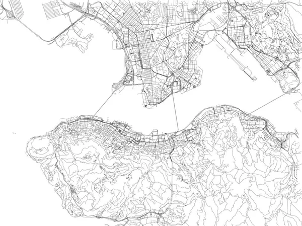 Hong Kong Vägar City Karta Kina Gator — Stock vektor