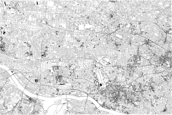 Rues Tokyo Plan Ville Japon Plan Des Rues Maison Immeuble — Image vectorielle