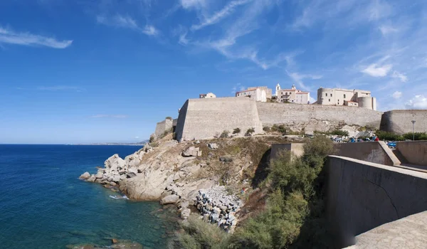 Córsega 2017 Mar Mediterrâneo Vista Para Horizonte Antiga Cidadela Calvi — Fotografia de Stock