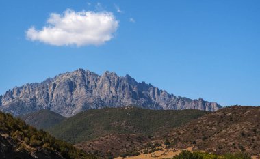 Corsica, 31/08/2017: iç Tabiat Manzarası profilinin Monte Cinto, 2,706 metre, ada ve bir Avrupa'nın en önemli zirvesinin en yüksek dağı manzaralı