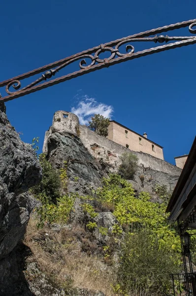 Korsika 2017 Panorama Panoramatický Pohled Posazený Citadela Corte Slavné Staré — Stock fotografie