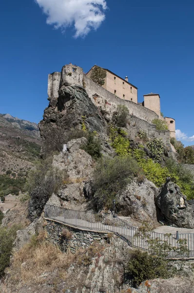 Corse 2017 Skyline Vue Panoramique Sur Citadelle Perchée Corte Célèbre — Photo