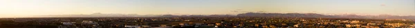 Aerial View Alpine Arc Seen Valley Mountains Peaks Horizon Sunset — Stock Photo, Image