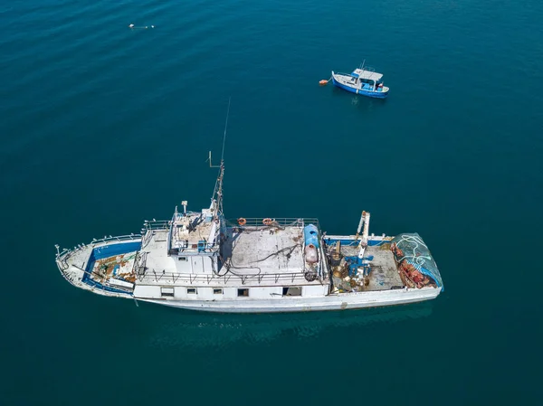 Vista Aérea Porto Com Barcos Atracados Barcos Pesca 2017 Vibo — Fotografia de Stock