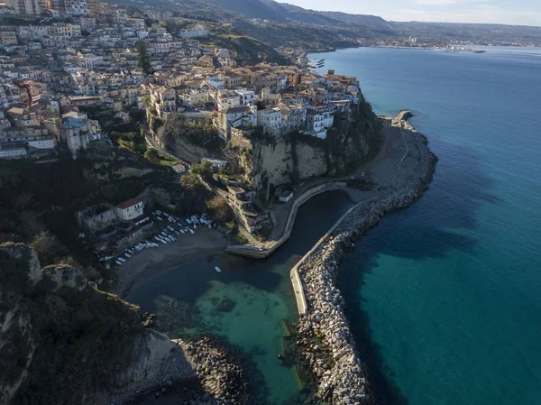 Pizzo Calabro Iskele Kale Hava Görünümünü Calabria Turizm Talya Panoramik — Stok fotoğraf