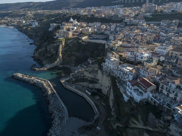 Vista Aérea Pizzo Calabro Muelle Castillo Calabria Turismo Italia Vista — Foto de Stock