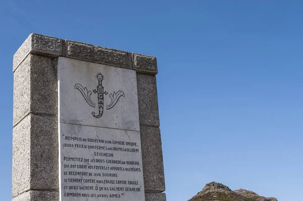 Korsyka 2017 Publiczne Pomnik Bitwy Col Teghime Który 1943 Była — Zdjęcie stockowe