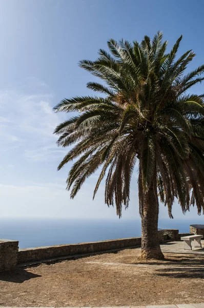 Córcega 2017 Vista Mar Mediterráneo Desde Mirador Con Banco Una —  Fotos de Stock