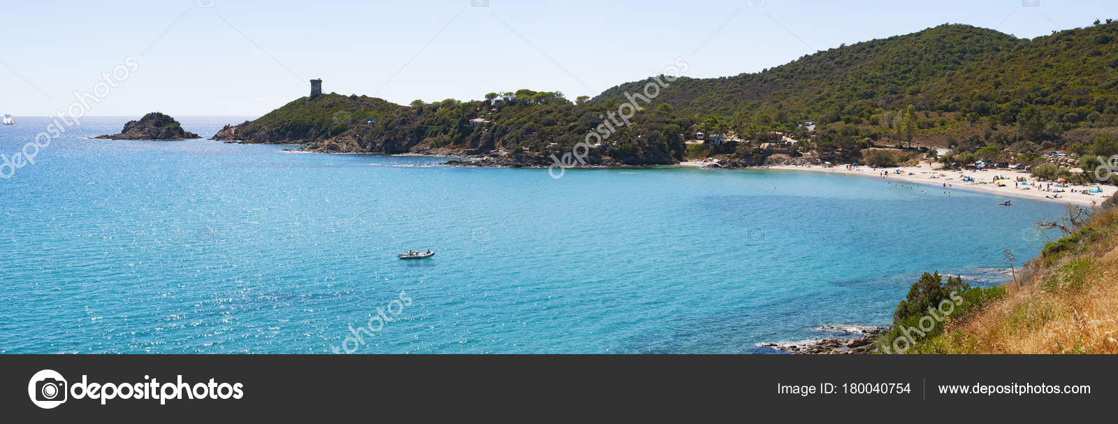 Corse 2017 Mer Méditerranée Tour Génoise Sur Pinarello Plage