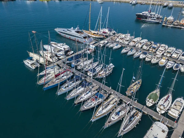 Luftaufnahme Von Segelbooten Und Festgemachten Booten Boote Hafen Von Vibo — Stockfoto