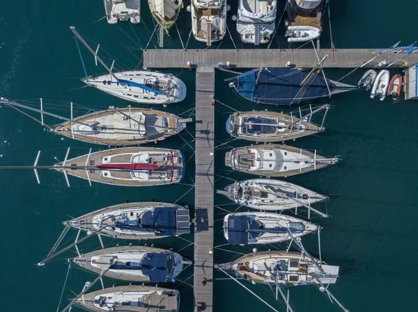 Luftaufnahme Von Segelbooten Und Festgemachten Booten Boote Hafen Von Vibo — Stockfoto