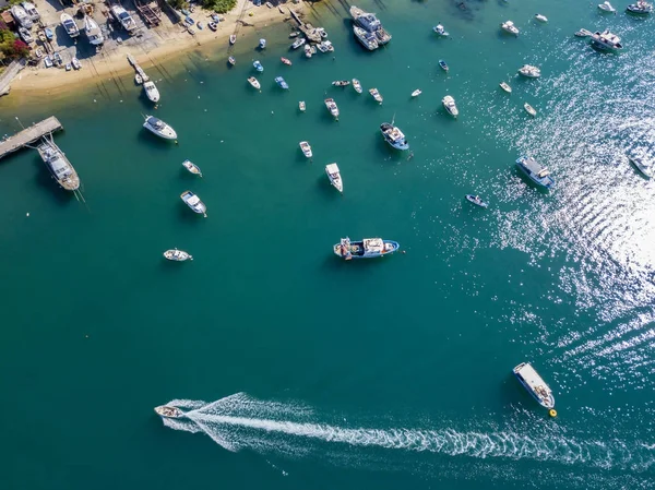 Veduta Aerea Barche Vela Barche Ormeggiate Barche Ormeggiate Nel Porto — Foto Stock