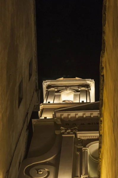 Corsica 2017 Vista Notturna Sulla Chiesa Parrocchiale San Giovanni Battista — Foto Stock