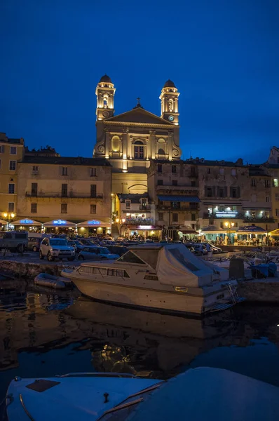 Korsika 2017 Die Nächtliche Skyline Von Bastia Der Stadt Nordosten — Stockfoto