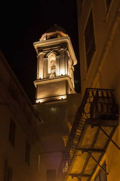 Corsica 2017 Gece Görünümü Parish Kilisesi Saint John Baptist Adanın — Stok fotoğraf