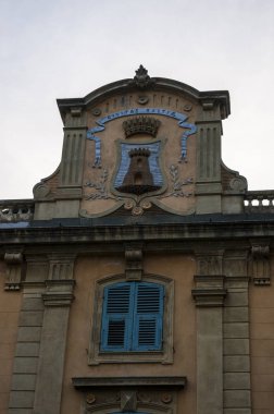 Corsica, 03/09/2017: Hotel de Ville, Bastia, kuzeydoğu Cap Corse temelini şehirde en eski saraylarda biri mimari detaylar