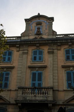 Corsica, 03/09/2017: Hotel de Ville, Bastia, kuzeydoğu Cap Corse temelini şehirde en eski saraylarda biri mimari detaylar