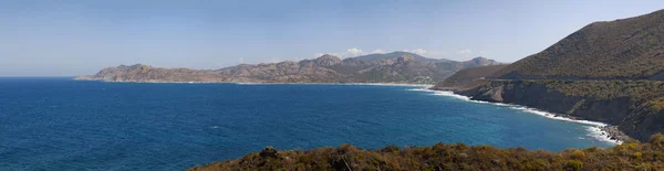 Korsika 2017 Zubaté Zelené Pobřeží Západního Pobřeží Mysu Corse Známý — Stock fotografie