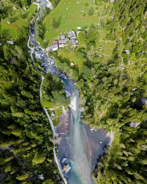 Vue Aérienne Vallée Mello Val Mello Une Vallée Verdoyante Entourée — Photo