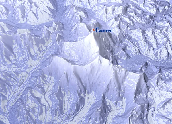 Mount Everest Reliefhöhe Berge Himalaya Karte — Stockfoto