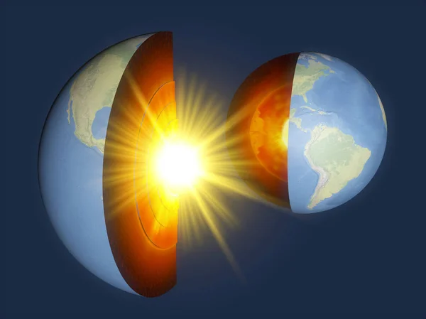 Earth Structure Earth Section Division Layers Earth Crust Core Rendering — Stock Photo, Image