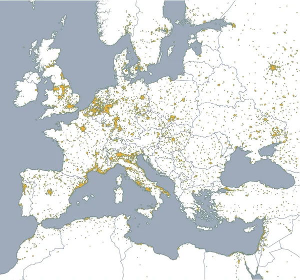 Polityczna Mapa Europy Afryki Europejskich Miast Polityczna Mapa Granicy Państw — Wektor stockowy