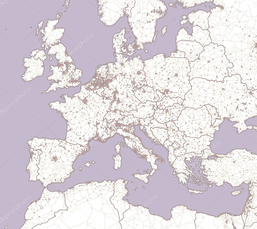 calle-y-mapa-pol-tico-de-europa-y-el-norte-de-frica-ciudades-europeas