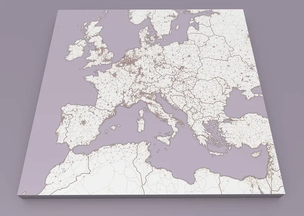 Ulice Politickou Mapu Evropy Severní Afriky Evropská Města Politická Mapa — Stock fotografie
