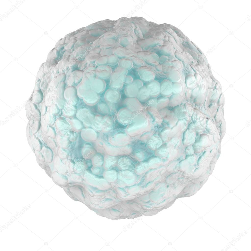 Leukocyte, white blood cell seen under a microscope. Cell. 3d rendering