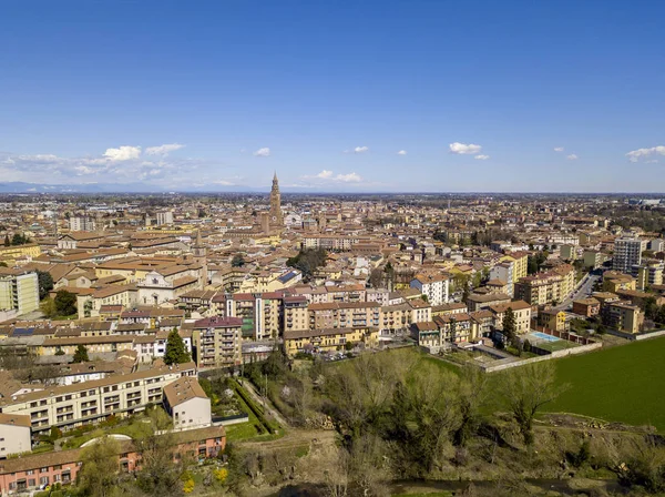 Luftaufnahme Der Stadt Cremona Lombardei Italien Kathedrale Und Torrazzo Von — Stockfoto