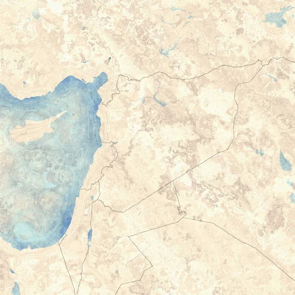 Mapa Sýrie Hranice Fyzická Mapa Blízkého Východu Arabský Poloostrov Mapa — Stock fotografie