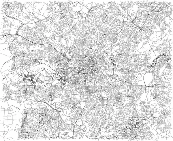 Manchester Mapa Vista Por Satélite Cidade Inglaterra Vista Para Ruas — Vetor de Stock
